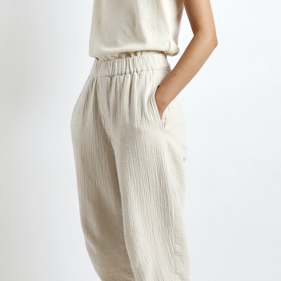 7115 by Szeki Pants - 7115 by Szeki - Elastic Pull-up Trouser - Cream -  sz L